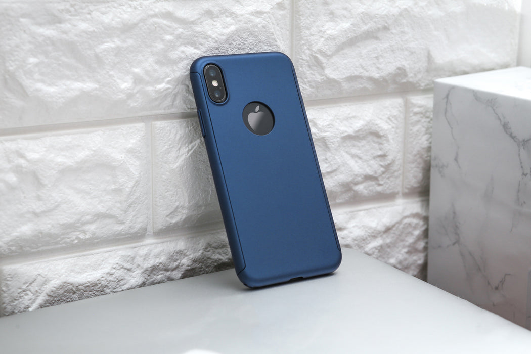 Housse bleue Apple iPhone XS 360