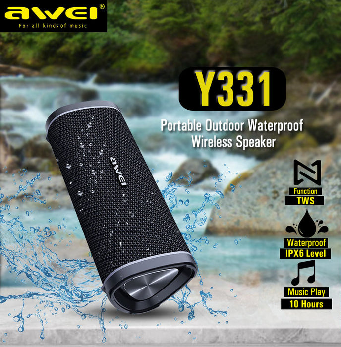 Awei Y331 Enceinte Bluetooth 5.0 Portable étanche Haut-Parleur Audio HD Bass Amplifiées with TWS